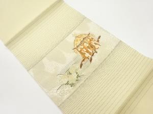  紗 神輿に菊模様織出し開き名古屋帯（額縁仕立て）